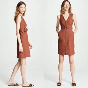 NWT DIANE VON FURSTENBERG A Line Zip Front Brown Safari Dress Sz 12